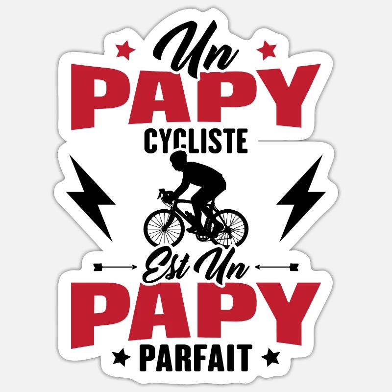 Un papy cycliste est un papy parfait Cadeau - Sticker taille S (10 x 10 cm) - blanc mat
