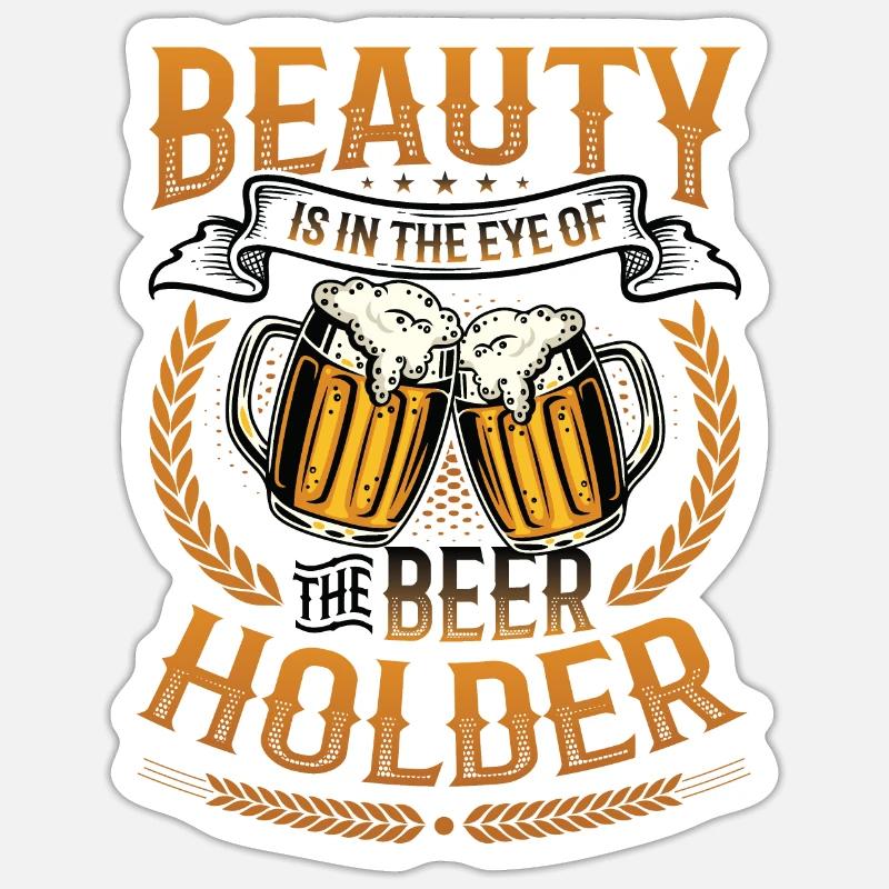 Lustiger Biertrinker - Sticker Größe S (10 x 10 cm) - Mattweiß
