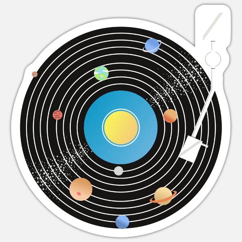 Solar System Vinyl Record - Sticker Größe S (10 x 10 cm) - Mattweiß