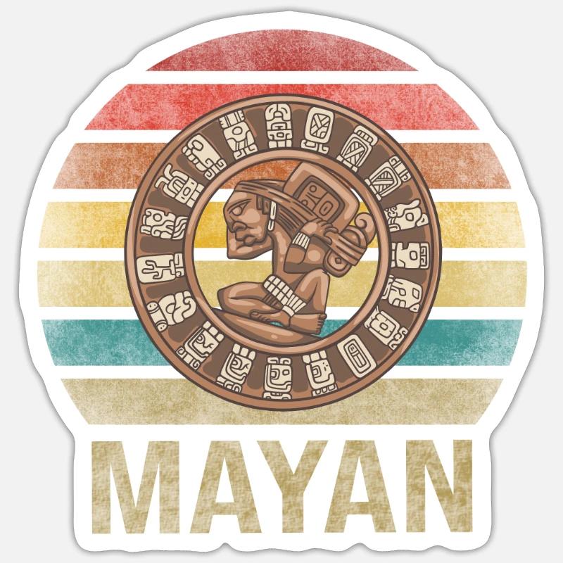Mayan Calender Maya Itzamna Retro Sunset Sticker Größe S (10 x 10 cm)