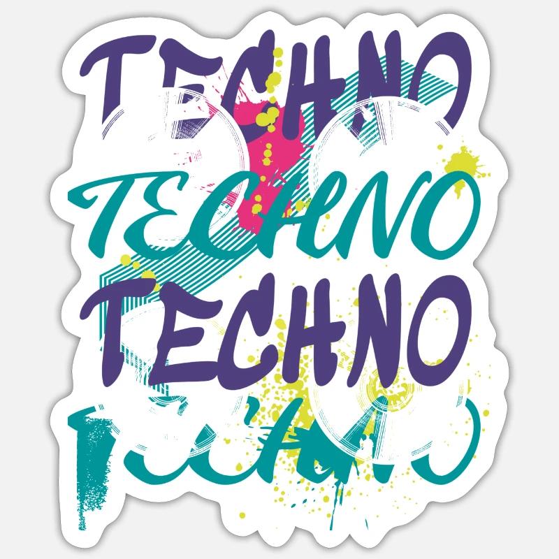 Techno art graffiti kunst Sticker Größe S (10 x 10 cm)