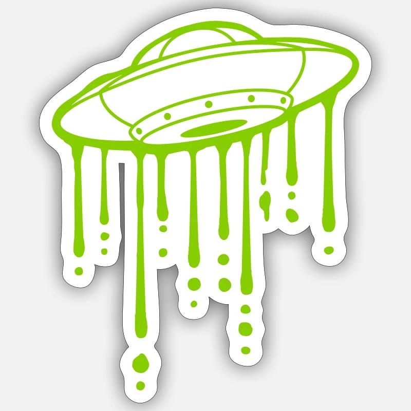 Graffiti Slime Gouttes OVNI - Sticker taille S (10 x 10 cm) - blanc mat