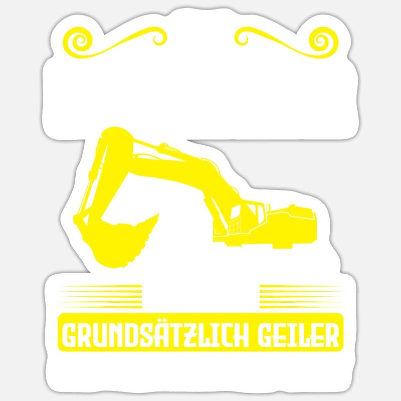 Baggerfahrer Job Bauarbeiten Geschenk - Sticker Größe S (10 x 10 cm) - Mattweiß