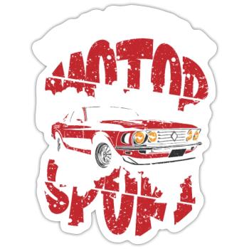 Motorsport present racing car auto bike vintage - Sticker size S (10 x 10 cm) - white matte - Front