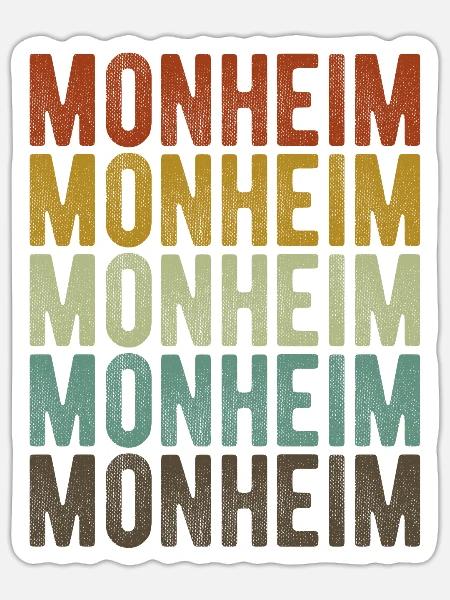 Monheim Stadt Retro Vintage - Sticker Größe S (10 x 10 cm) - Mattweiß