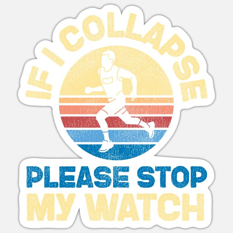 Running Runner Half Marathon Retro - Sticker Größe S (10 x 10 cm) - Mattweiß