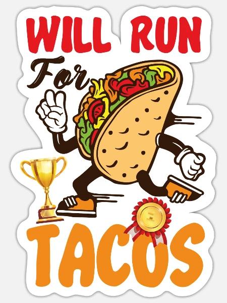 Running Runner Half Marathon Taco - Sticker Größe S (10 x 10 cm) - Mattweiß