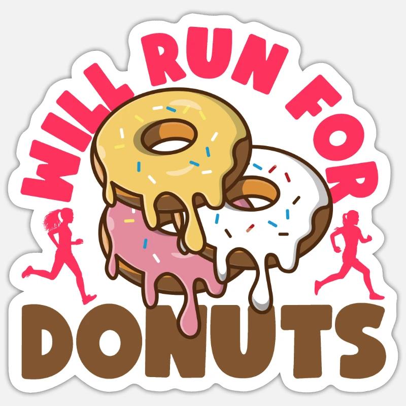 Running Runner Semi-Marathon Donut - Sticker taille S (10 x 10 cm) - blanc mat