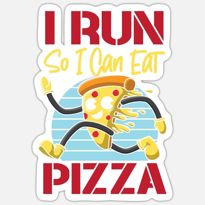 Running Runner Half Marathon Pizza - Sticker Größe S (10 x 10 cm) - Mattweiß