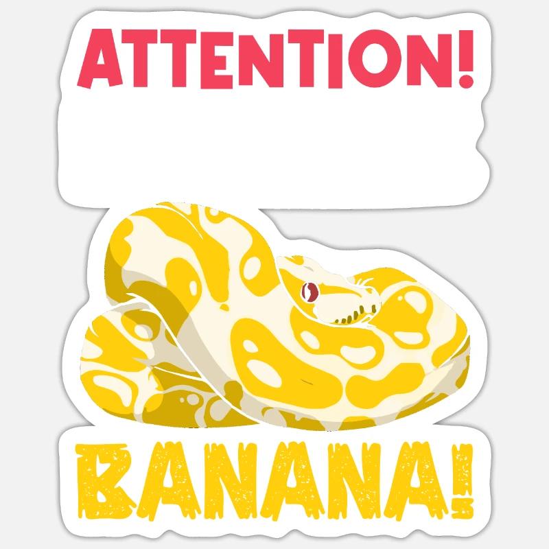 Banana Ball Python Attention Banane dangereuse Sticker taille S (10 x 10 cm)