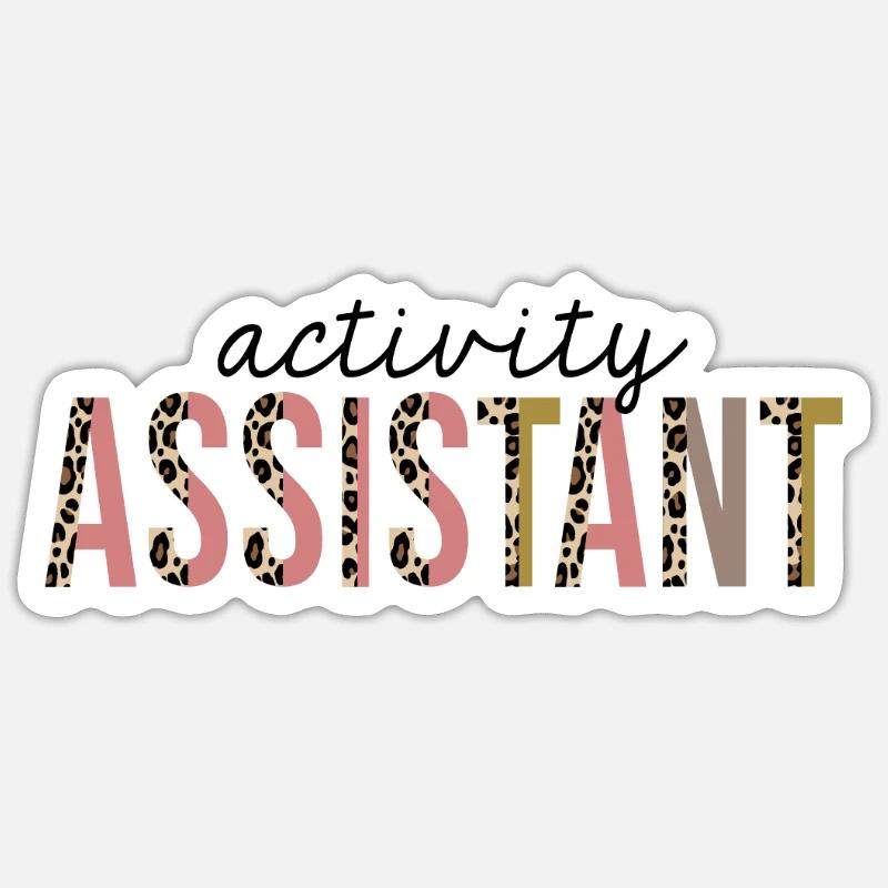 Activity Assistant Leopard Print Lustig - Sticker Größe S (10 x 10 cm) - Mattweiß