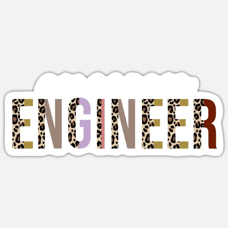 Aerospace Engineer Leopard Print Funny Gift - Sticker size S (10 x 10 cm) - white matte