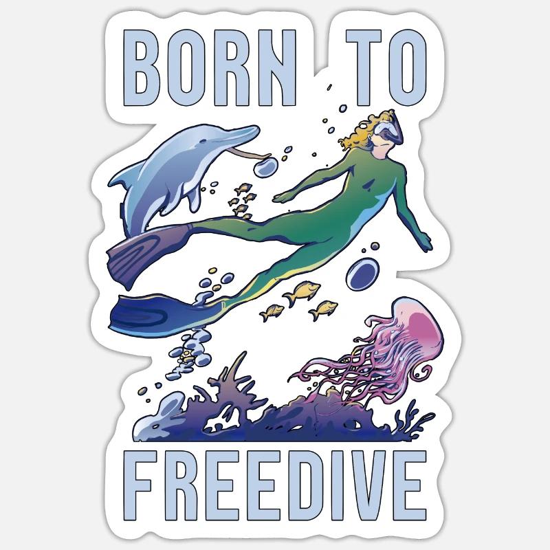 Freitaucher Apnoe Tauchen Freitauchen Geschenk - Sticker Größe S (10 x 10 cm) - Mattweiß