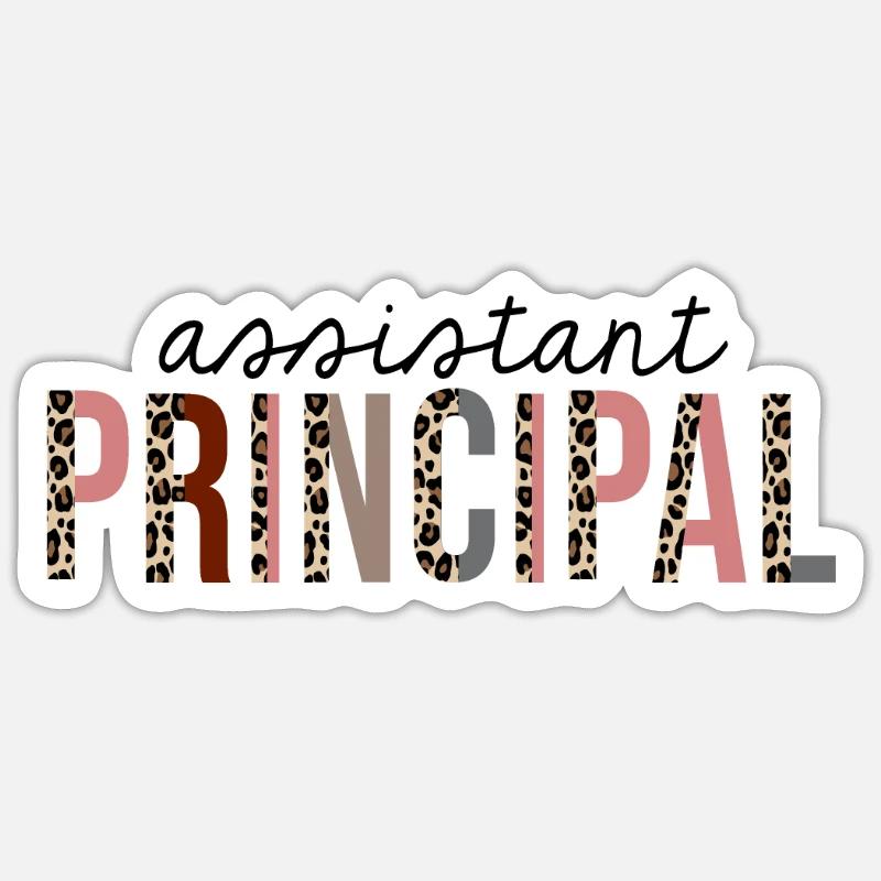 Assistant Principal Leopard Print Funny - Sticker size S (10 x 10 cm) - white matte