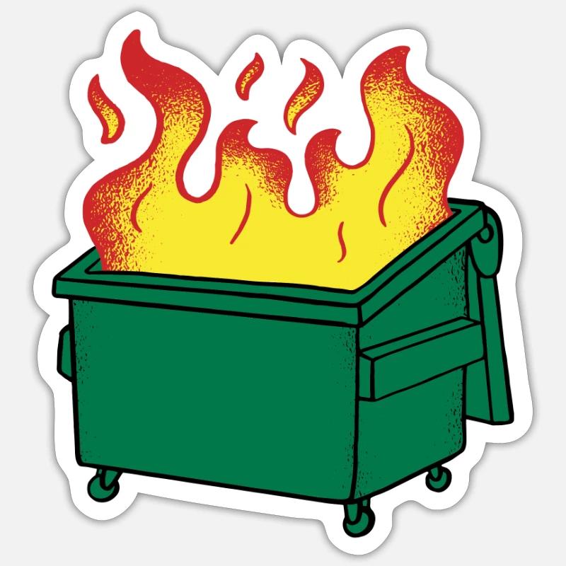 Lustiger M�llcontainer Feuer Ich bin ein M�llconta Sticker Größe S (10 x 10 cm)