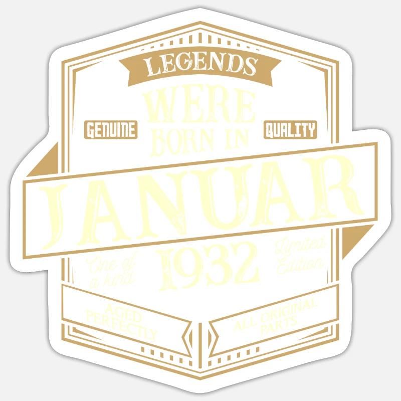 Januar 1932 Geburtstag Mann - Sticker Größe S (10 x 10 cm) - Mattweiß