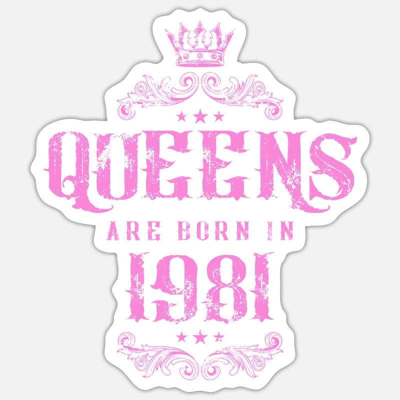 né en 1981 - Sticker taille S (10 x 10 cm) - blanc mat