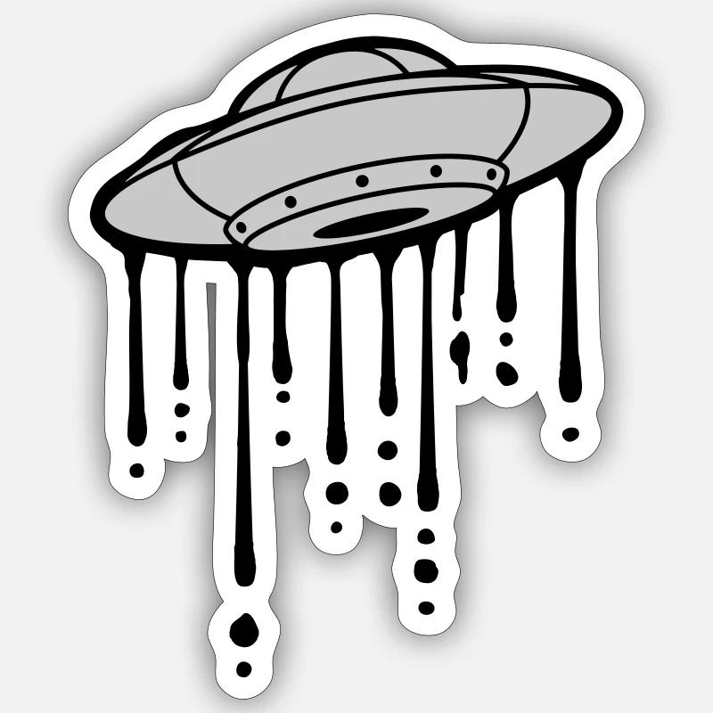 Graffiti Drops UFO Mystère Sticker taille S (10 x 10 cm)