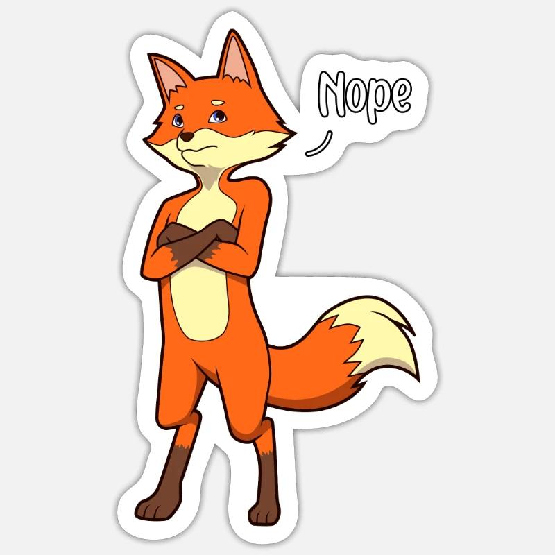 Fox Naysayer - Nope - Sticker taille S (10 x 10 cm) - blanc mat