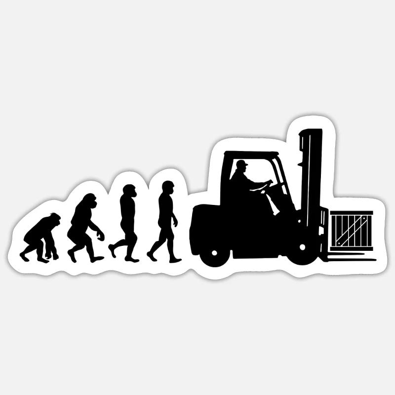 Evolution eines Staplerfahrer Sticker Größe S (10 x 10 cm)