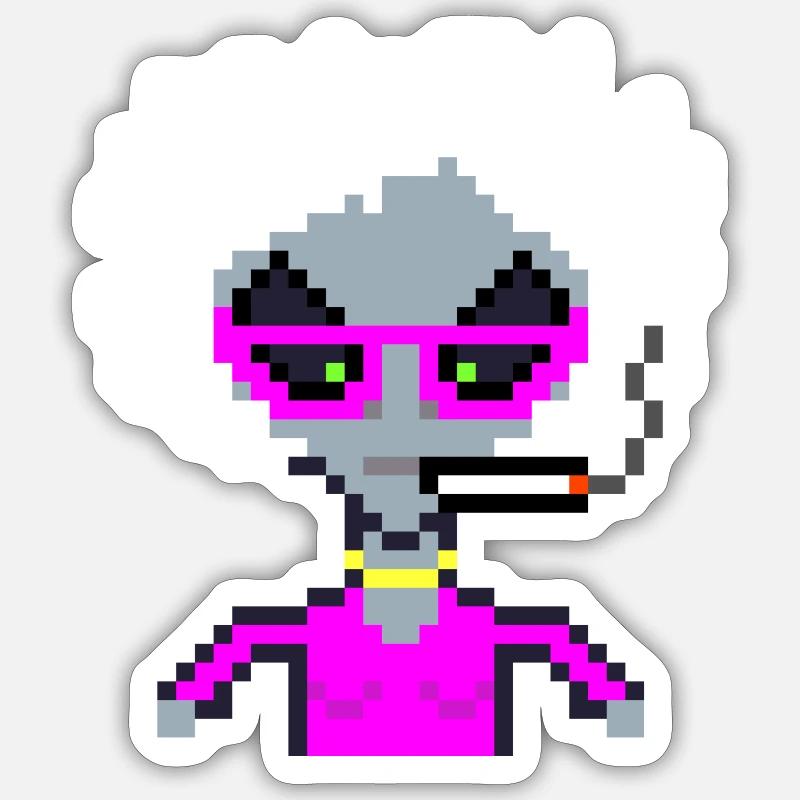 Pixel Alien "White Smoke" - Sticker size S (10 x 10 cm) - white matte