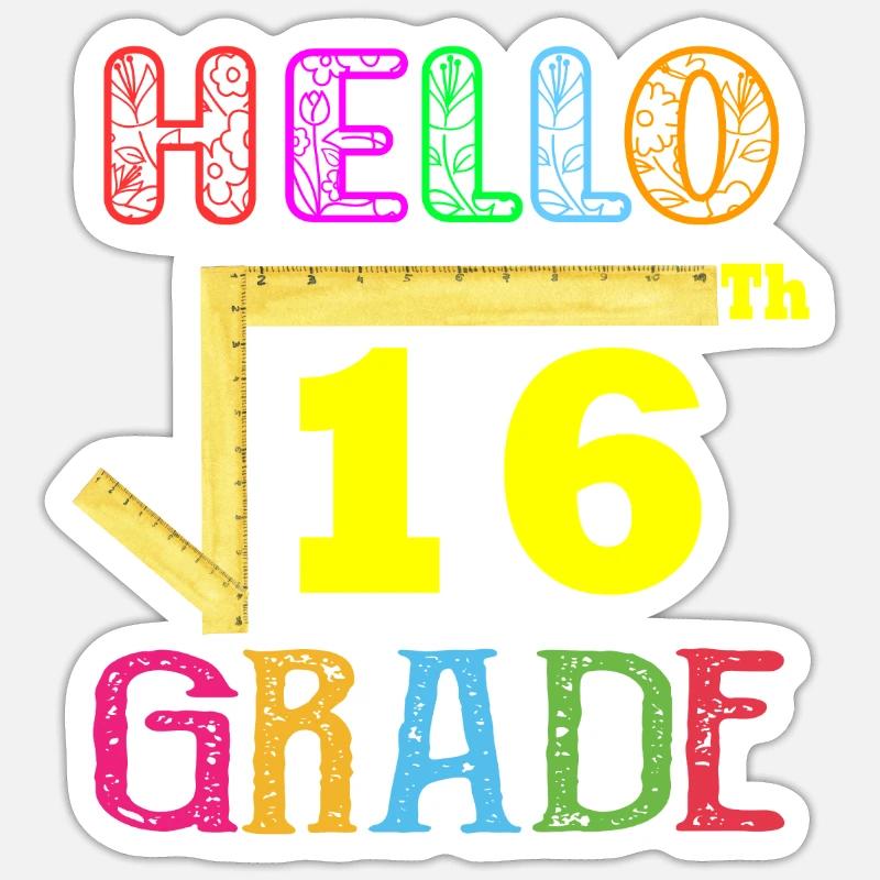 HELLO 4th Grade Teacher Square Root of 16 Math Sticker size S (10 x 10 cm)