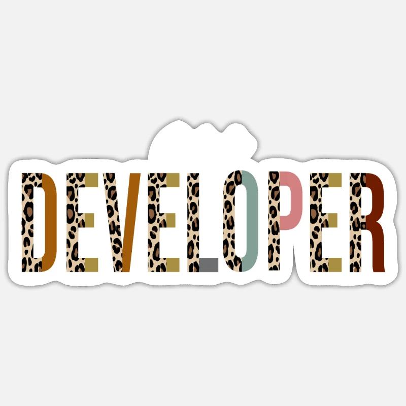Cadeau drôle d'impression de léopard de développeur C++ Sticker taille S (10 x 10 cm)