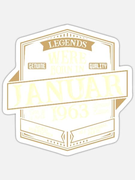 Januar 1963 Geburtstag Mann - Sticker Größe S (10 x 10 cm) - Mattweiß