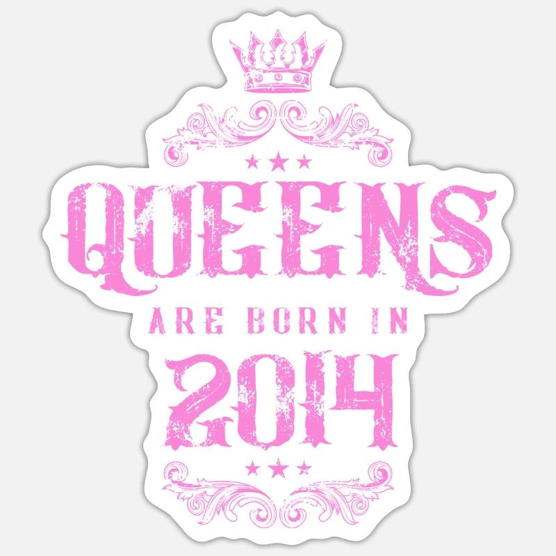 né en 2014 - Sticker taille S (10 x 10 cm) - blanc mat