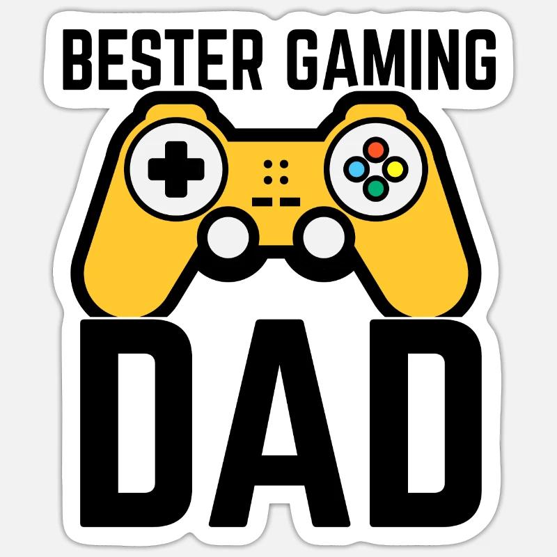Best Gaming Dad Controller Fun Game Stick Papa Sticker size S (10 x 10 cm)