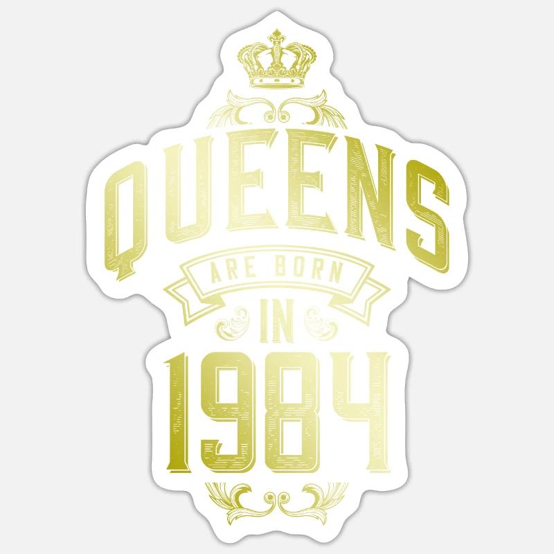 Queens nés en 1984 - Sticker taille S (10 x 10 cm) - blanc mat