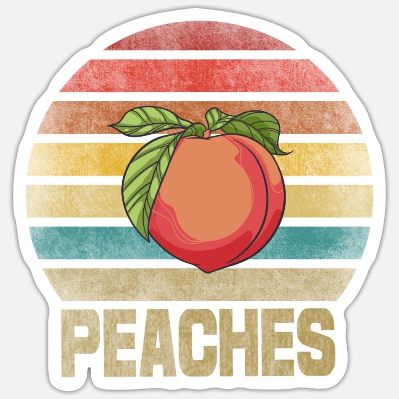Peach Peaches Fruit Retro Sunset - Sticker Größe S (10 x 10 cm) - Mattweiß