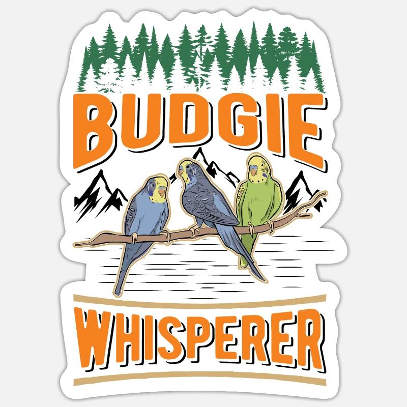 Budgerigar Whisperer Welli Parakeet - Sticker size S (10 x 10 cm) - white matte
