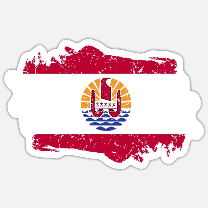 French Polynesia Flag - Sticker size S (10 x 10 cm) - white matte