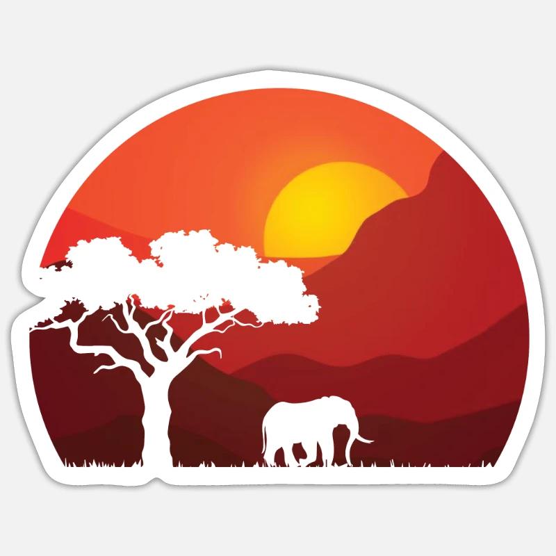Savanne Elefant Design - Sticker Größe S (10 x 10 cm) - Mattweiß