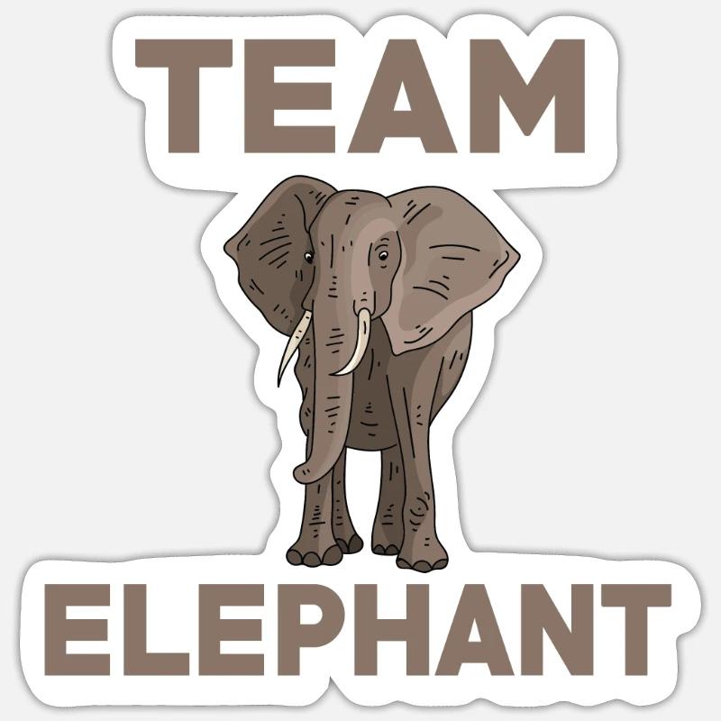Team Elefant - Sticker Größe S (10 x 10 cm) - Mattweiß