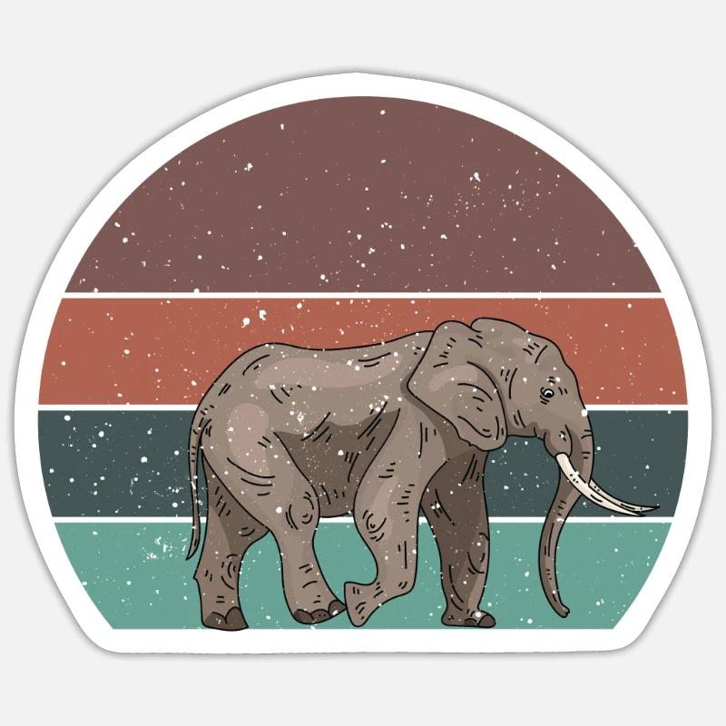 Retro Elephant - Sticker size S (10 x 10 cm) - white matte