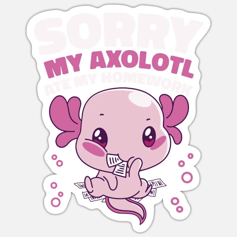 Poisson Axolotl - Sticker taille S (10 x 10 cm) - blanc mat