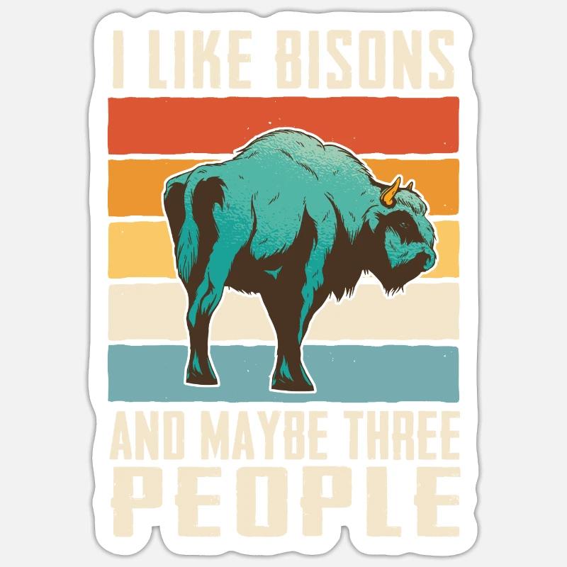 Bison Büffel Bulle Buffalo Bisons - Sticker Größe S (10 x 10 cm) - Mattweiß