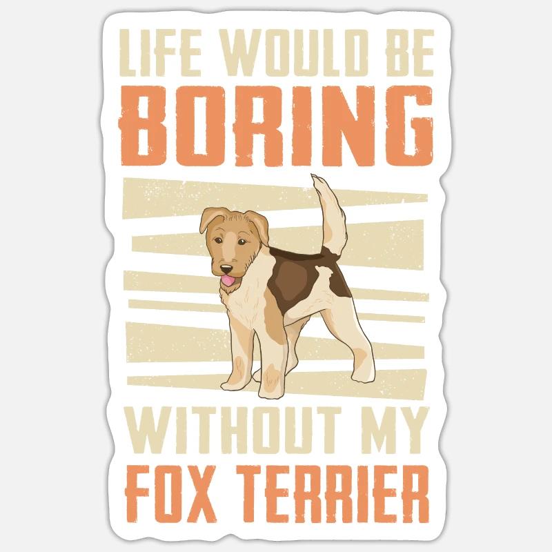 Chien Fox Terrier - Sticker taille S (10 x 10 cm) - blanc mat