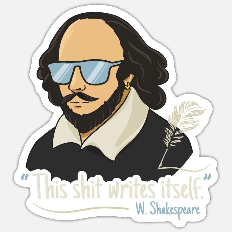William Shakespeare - Sticker Größe S (10 x 10 cm) - Mattweiß