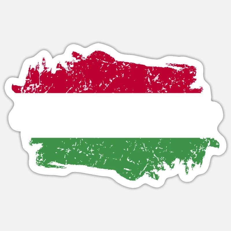 Hongrie Drapeau Grunge Hongrie Drapeau - Sticker taille S (10 x 10 cm) - blanc mat