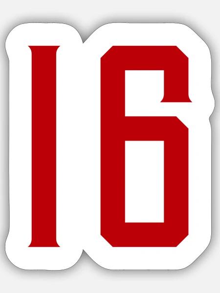 16 Zahl symbol - Sticker Größe S (10 x 10 cm) - Mattweiß
