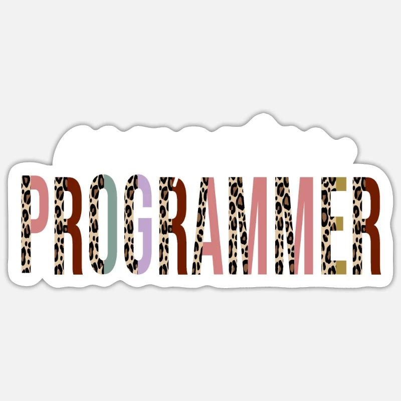 Computer Programmer Leopard Print Funny Gift Sticker size S (10 x 10 cm)