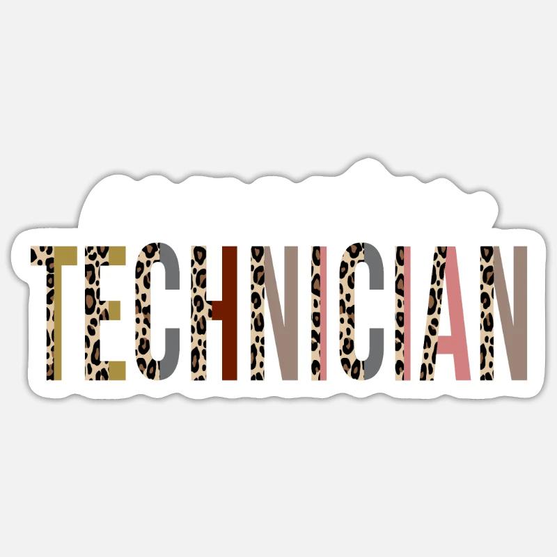 Cadeau drôle d'impression de léopard de technicien en informatique Sticker taille S (10 x 10 cm)
