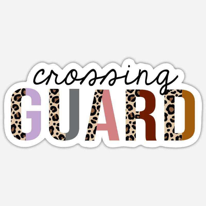 Crossing Guard Leopard Print Funny - Sticker size S (10 x 10 cm) - white matte
