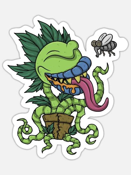 Venus Fliege Botanisches Monster Pflanze Fleischfresser - Sticker Größe S (10 x 10 cm) - Mattweiß