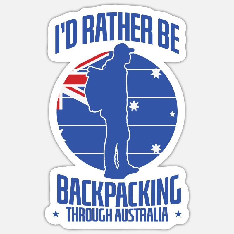I'd rather be Backpacking through Australia Sticker Größe S (10 x 10 cm)