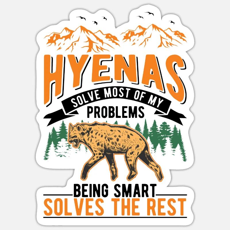 Hyäne Geschenk Erdwolf Hyena - Sticker Größe S (10 x 10 cm) - Mattweiß