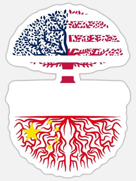 American Grown Chinese Roots China Abstammung - Sticker Größe S (10 x 10 cm) - Mattweiß